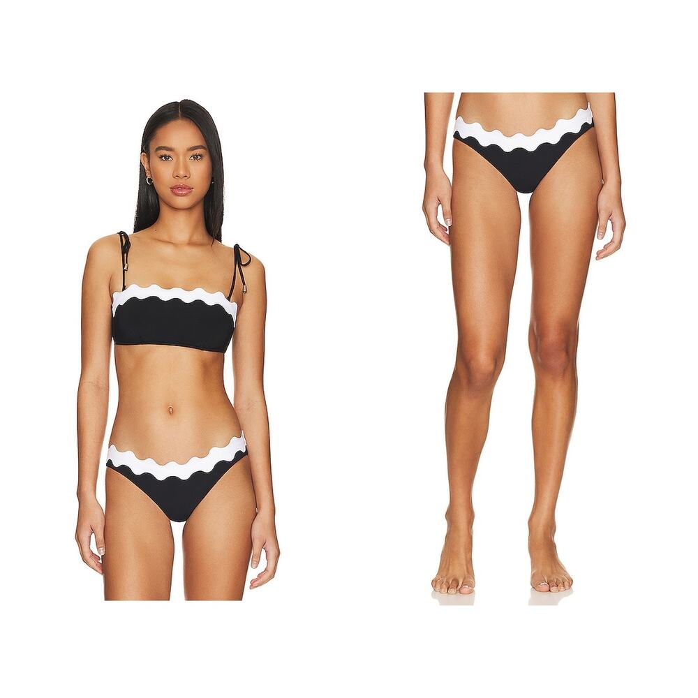 Seafolly Gia Ric Rac Bikini Set Two Piece Bandeau Scalloped Beach Vacation 6